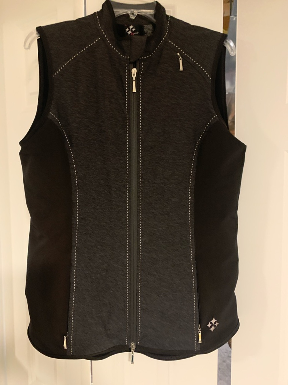 Jofit Black and Charcoal Gray Sleeveless Zip Golf Vest